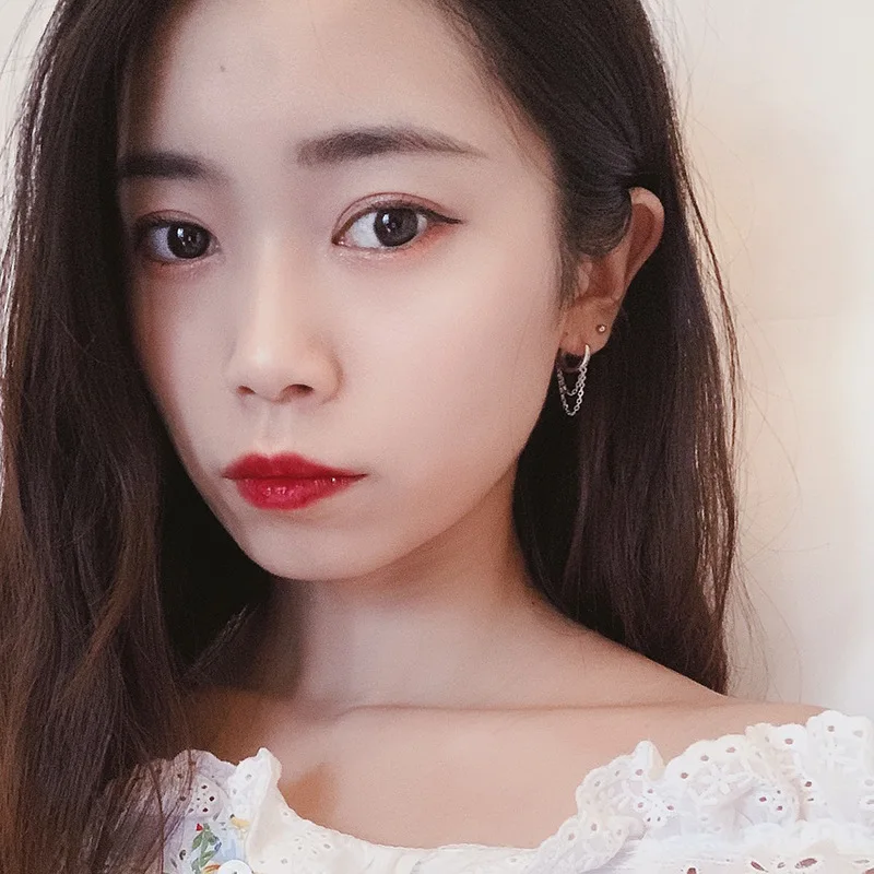 Real 925 Sterling Silver Double Layer Tassel Hoop Earrings For Women INS Popular Cold Style Women Fashion Jewelry Flyleaf New - Image 4