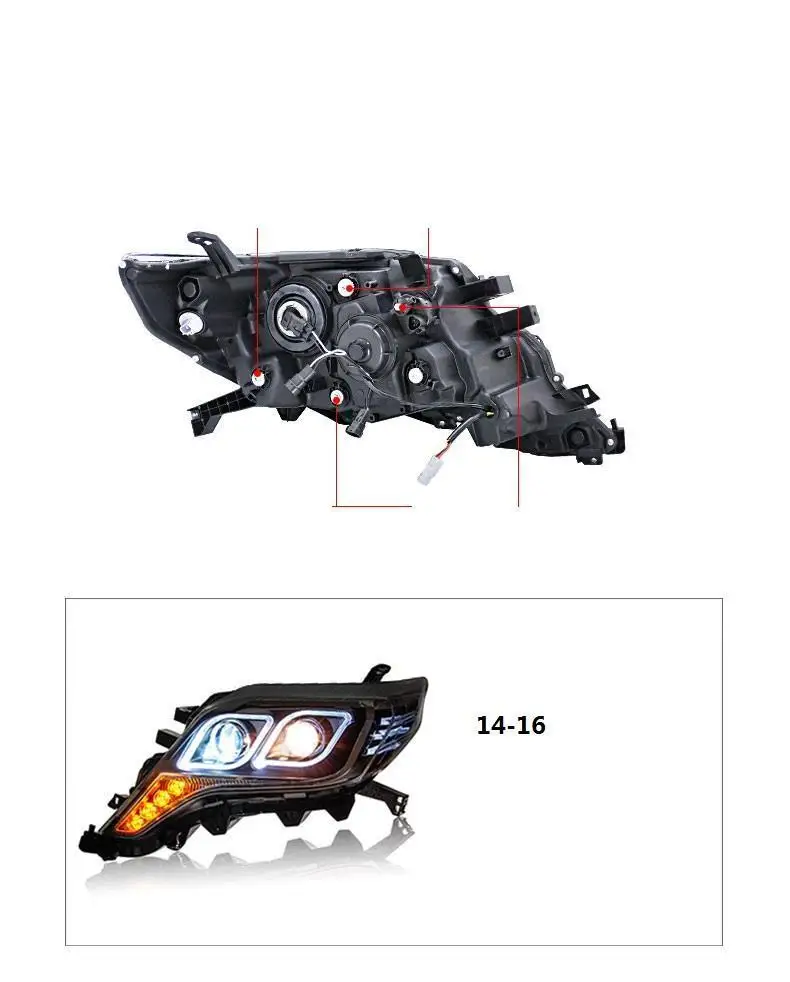 Assessoires автомобильные наружные Cob Automovil дневные аксессуары ходовые светодиодные фары автомобильные фары в сборе 14 для Toyota Prado