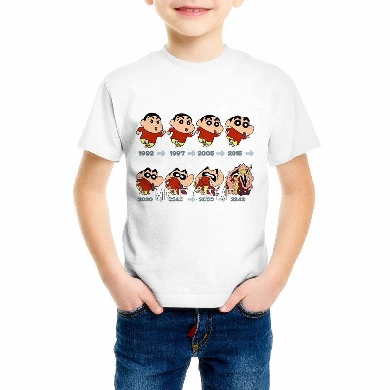 Модная Детская футболка с 3D принтом «Crayon Shin-chan», Детская футболка с короткими рукавами и круглым вырезом для мальчиков и девочек, Повседневная Милая футболка с принтом, 47C-6