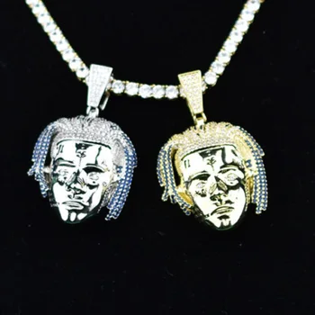 

Exquisite Rapper Necklace XXX Tentacion Pendant Necklace for Men Women Gold Silver Color AAA Cubic Zirconia Iced Out Men Jewelry