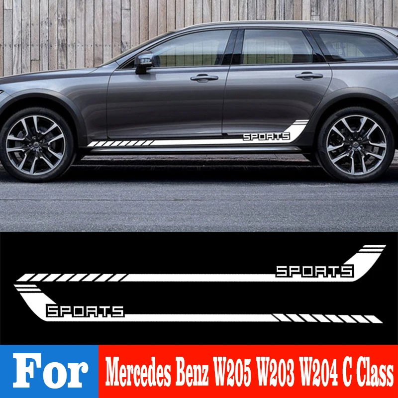 

Fashion Car Side Skirt Vinyl Self-adhesive Stickers Decals For Mercedes Benz W205 W203 W204 C Class Upscale Auto Retrofit Lahua