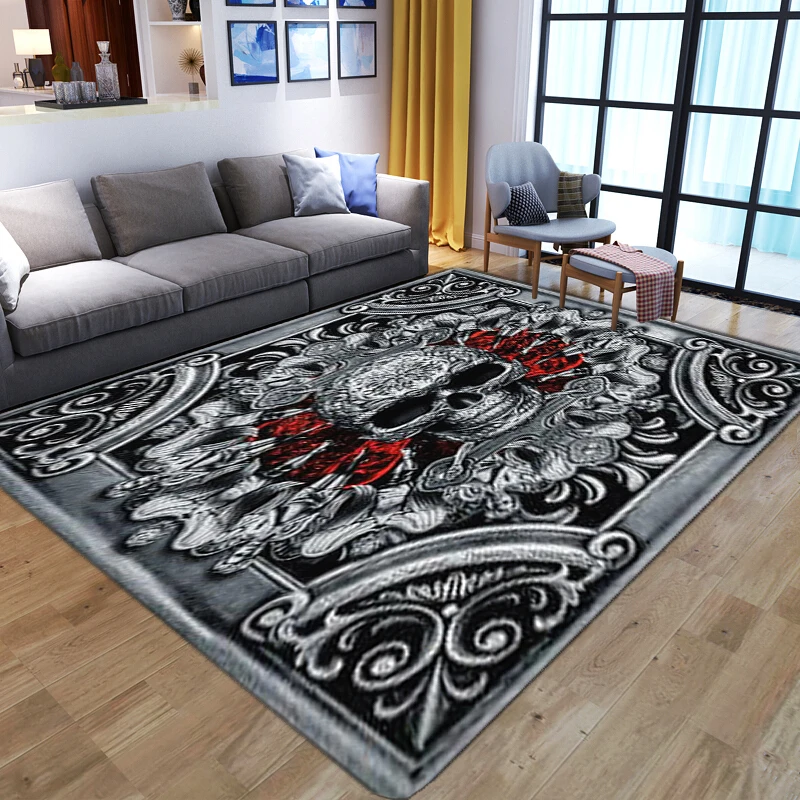 Horror Skulls Series Pattern Carpets for Living Room Bedroom bedside Soft Flannel Halloween Party Decor Area Rug Parlor Sofa Mat | Дом и сад