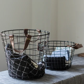 

Nordic Art Wrought Iron Portable Laundry Basket Clothes Storage Basket Modern Minimalist Household Toys Small Items Storage Box