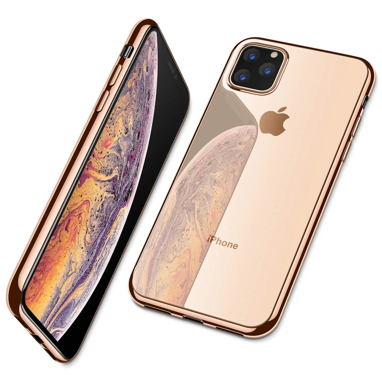 Для iPhone 11 Pro Max 11 Pro Чехол, ультра тонкий прозрачный мягкий Премиум гибкий хромированный бампер прозрачный ТПУ задняя крышка