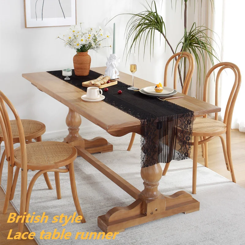 

British Style Light Luxury Striped Flowers Table Runner Hotel Restaurant Home European Furniture Piano Cover Wedding Decoration
