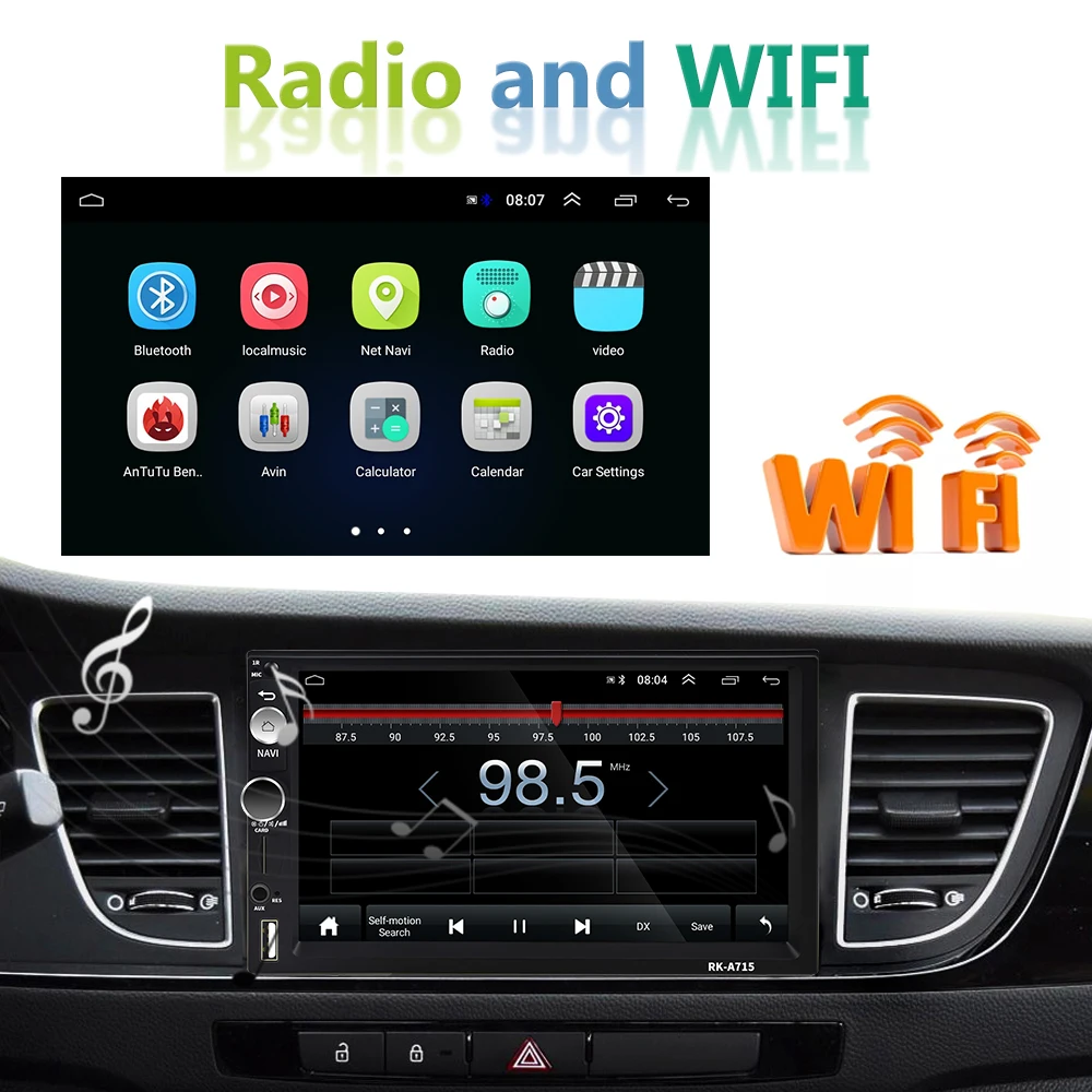  Podofo Auto Multimedia Player Android 8.1 2Din GPS Navi Auto Radio Wifi Bluetooth Autoradio Univers