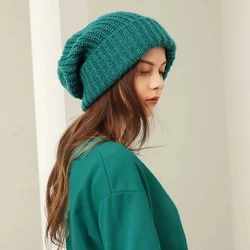 9 Colors Unisex Thick Knitted Women Beanies Winter Hat For Woman Knit Bonnet Fashion Flexible Warm Women's Skullies & Beanies