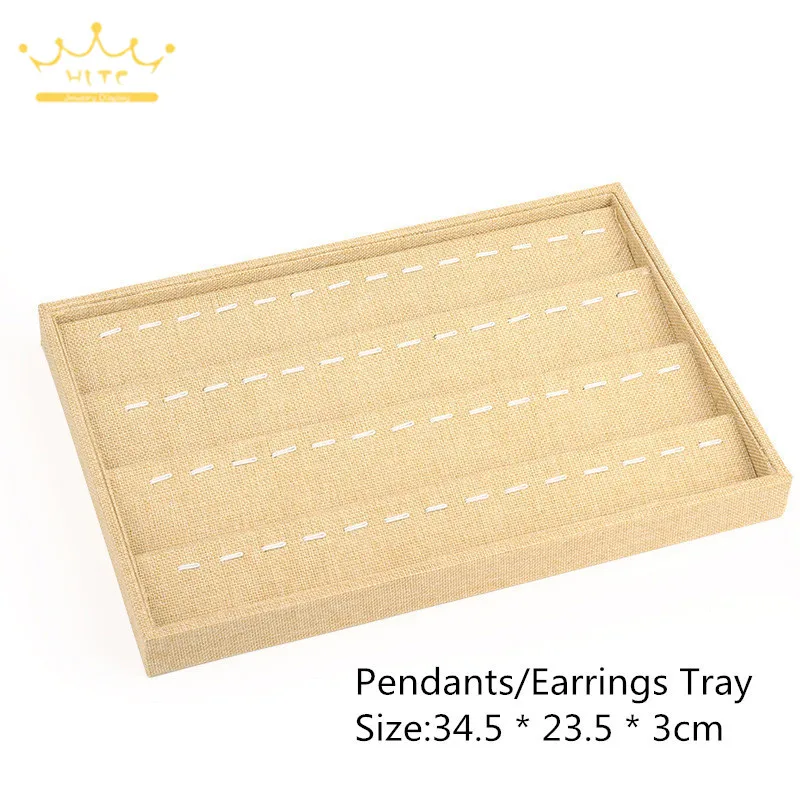 Ring Earring Tray Showcase Pendant Organizer Jewellry Display Holder Linen Jewelry Trays Series Necklace Display Holder