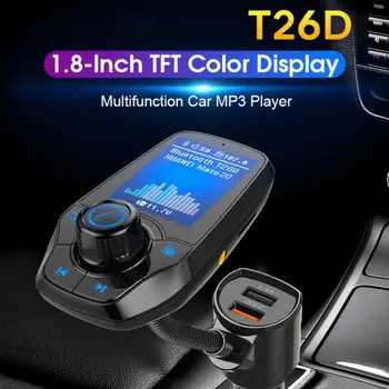 

For Car Charging for Phones T26D Bluetooth Car Kit Handsfree FM Transmitter MP3 Player QC3.0 Big Screen Hands free Call