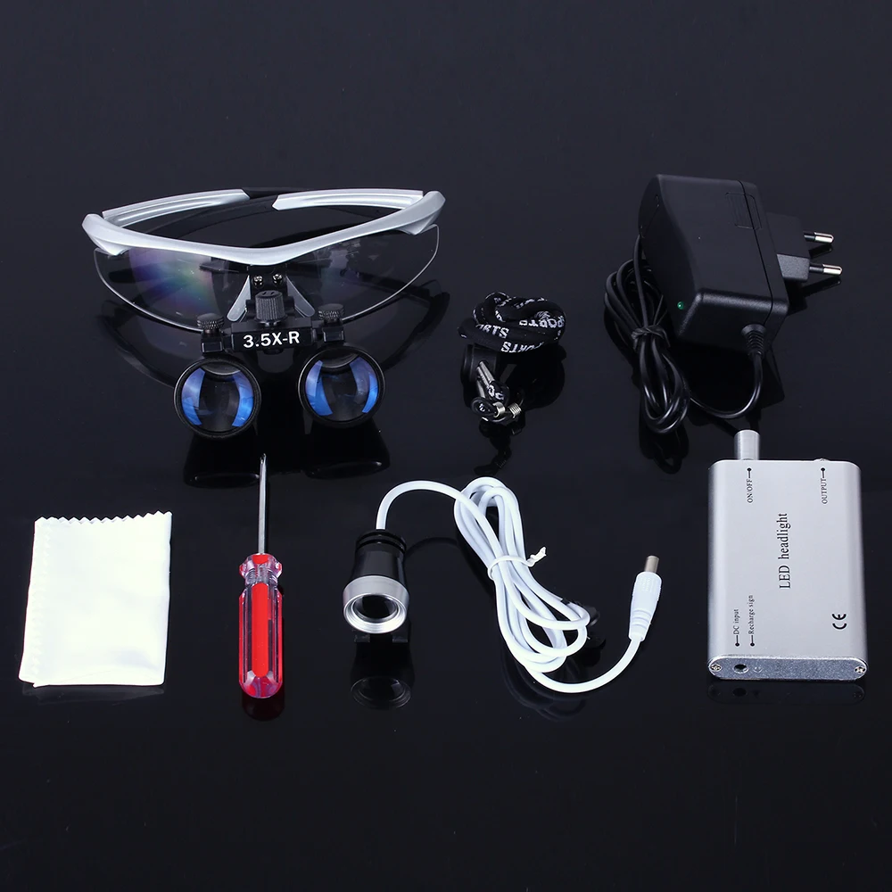  3.5X Magnification Binocular Dental Loupe Surgery Surgical Magnifier with Headlight LED Light Medic - 4000602461456