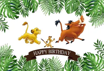 

Jungle Lion King leaves Photography Backdrop Baby Birthday Party Photo Background Banner Photo Booth Props