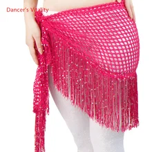 Выполненный на заказ Хип Шарф Танец Живота Пояса Треугольники Юбка Блестки+ кисточки Многоцветный