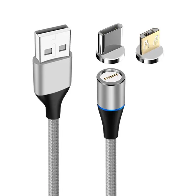 360 Вращающийся Круглый 3A Магнитный USB к type C+ Micro USB Мужской QC 3,0 кабель для быстрой зарядки для samsung Huawei Xiaomi HTC Androi - Цвет: Белый