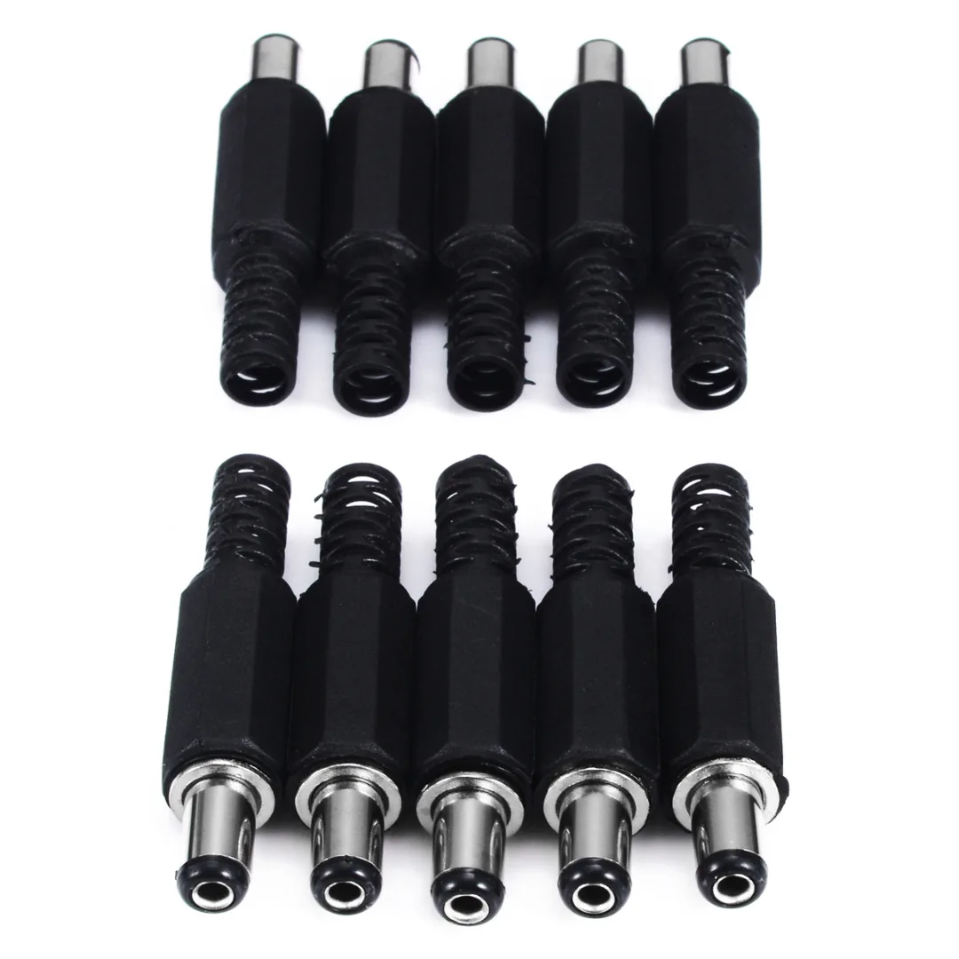 10pcs 5.5x2.1mm DC Male Jack Plug Adapter Connector DIY Components AL