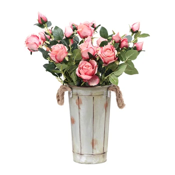 

CHENCHENG 10 Pieces / Lot 55 cm 2 Heads Artificial Flowers Silk Pink Rose Bouquet Fake Flowers for Wedding Home Decoration