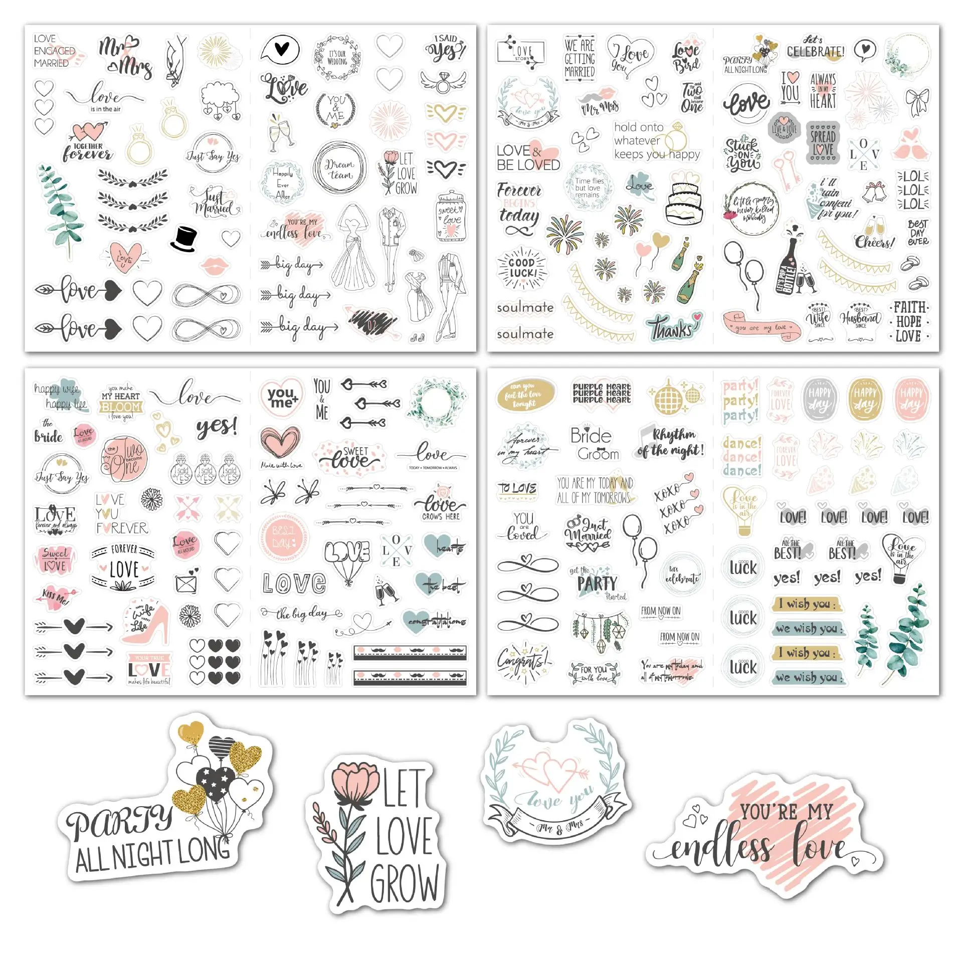 4Sheets/78pcs Baby Scrapbook Stickers for Photo Albums Envelopes