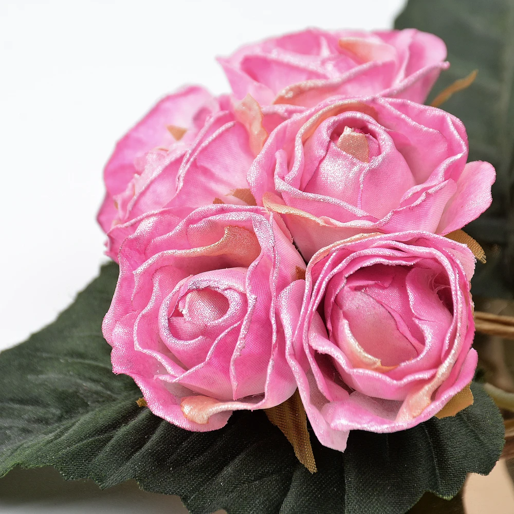 6 шт. искусственный цветок 4 см шелк ярко розовая роза Искусственные цветы украшение дома DIY ВЕНОК Подарочная коробка скрапбук поддельный цветок