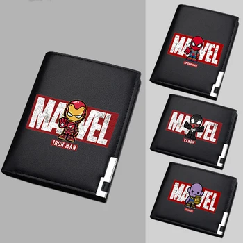 

Marvel Iron Man Hero Black ID Cards Short Wallet Purse Bag PU Leather Cartoon Money Bag Card Holders Black Purse Gift