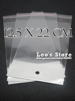 

12.5x22cm Self Adhesive OPP Bag With Hanging Hole, Clear Header Plastic Bag,Supermarket Bag,wholesale free shipping