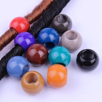 

5 Pcs/lot Approx 8mm Hole Acrylic Coloured Hair Beads Big Hole Dreadlock Beads for Jumbo Braid Dreadlock Hair Ring Accessories