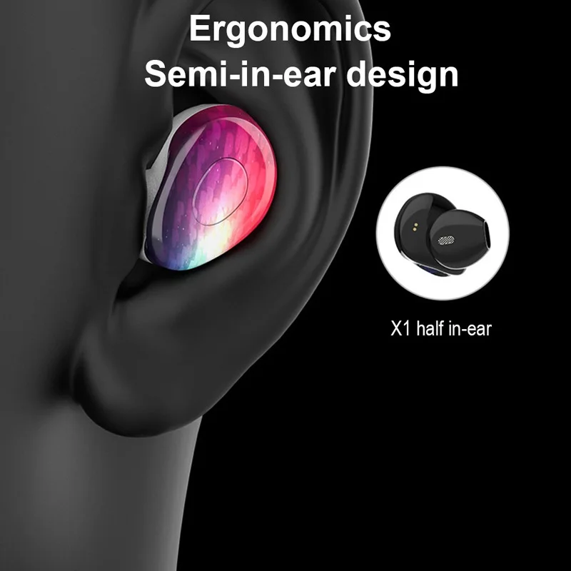 LEORY X1 TWS Bluetooth 5.0 Earphone HiFi Stereo Auto Pairing Bilateral HD Call Smart Touch Headset with 16H Super Charging Box