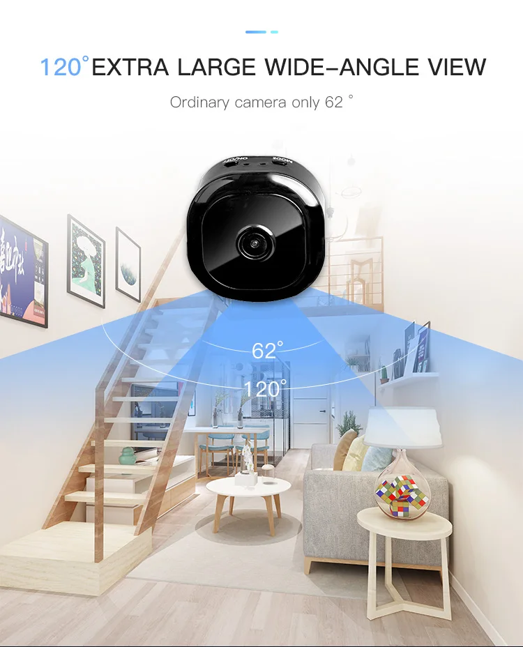 Wireless Mini WiFi Camera IP HD 1080P DVR 120° Wide Angle Night Vision Vedio Format House Security Smart Motion Detection Cam 4k video camera