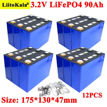 

12pcs/lot 3.2v 90Ah LifePo4 battery lithium 270A 3C high drain for diy 12V 24V Solar Inverter Electric Vehicle c oach golf cart