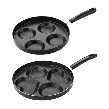 

New Non-stick No Oil-smoke Frying Pans For Eggs Ham PanCake Maker Four-hole Omelet Pan mini Breakfast omelet pan Cooking Pots