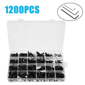 

1200pcs M2 M3 M4 12.9 Grade Alloy Steel Hex Socket Head Cap Screws Nuts & Washers Kit Hexagon Socket Head Cap Socket