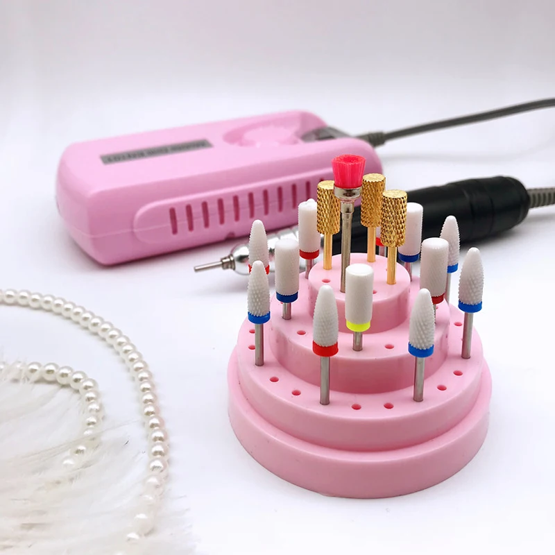Portable 48 Holes Nail Art Drill Grinding Head Bit Clear Stand Display Storage Box Rack Nail Art Container Base Manicure Tool