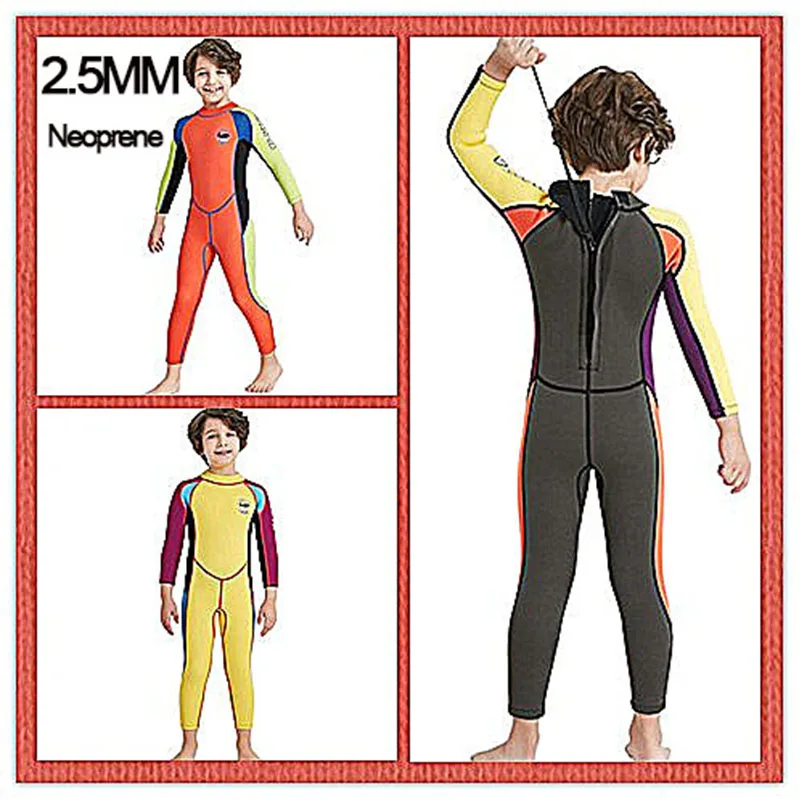 

Kids Diving Surfing Suit 2.5MM Neoprene Wetsuit Children for Boys Keep Warm One-piece Long Sleeves UV Protection Swimwear