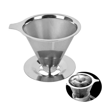 

Cone Shaped Stainless Steel Coffee Dripper Double Layer Mesh Filter Basket Home Kitchen Tool