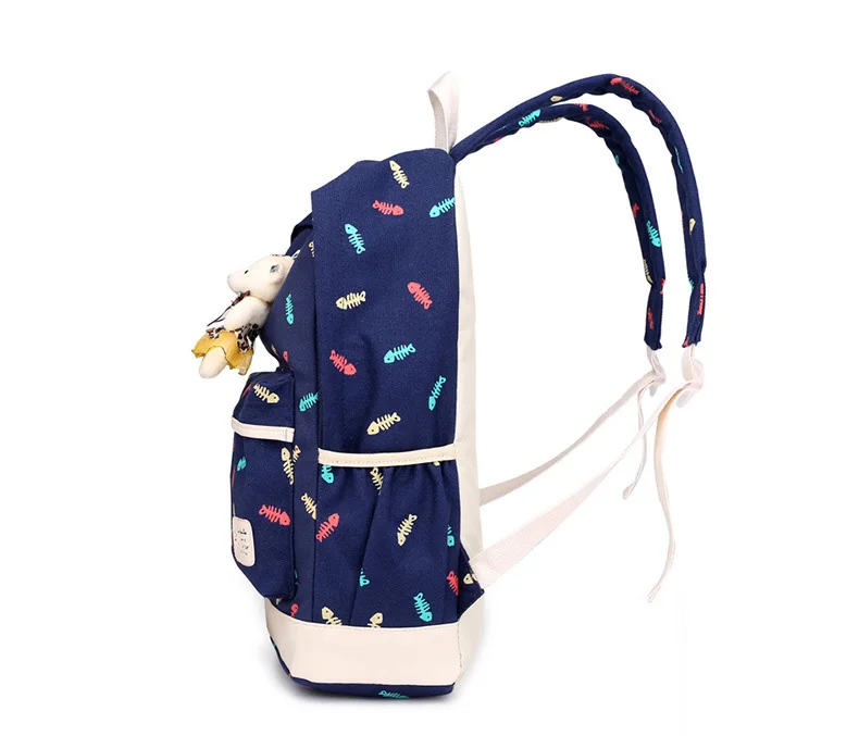 3 Pcs Printing Canvas School Bag for Teenagers Girls New 2019 Fashion Floral Backpacks College Large Capacity Laptop Travel bags (18)