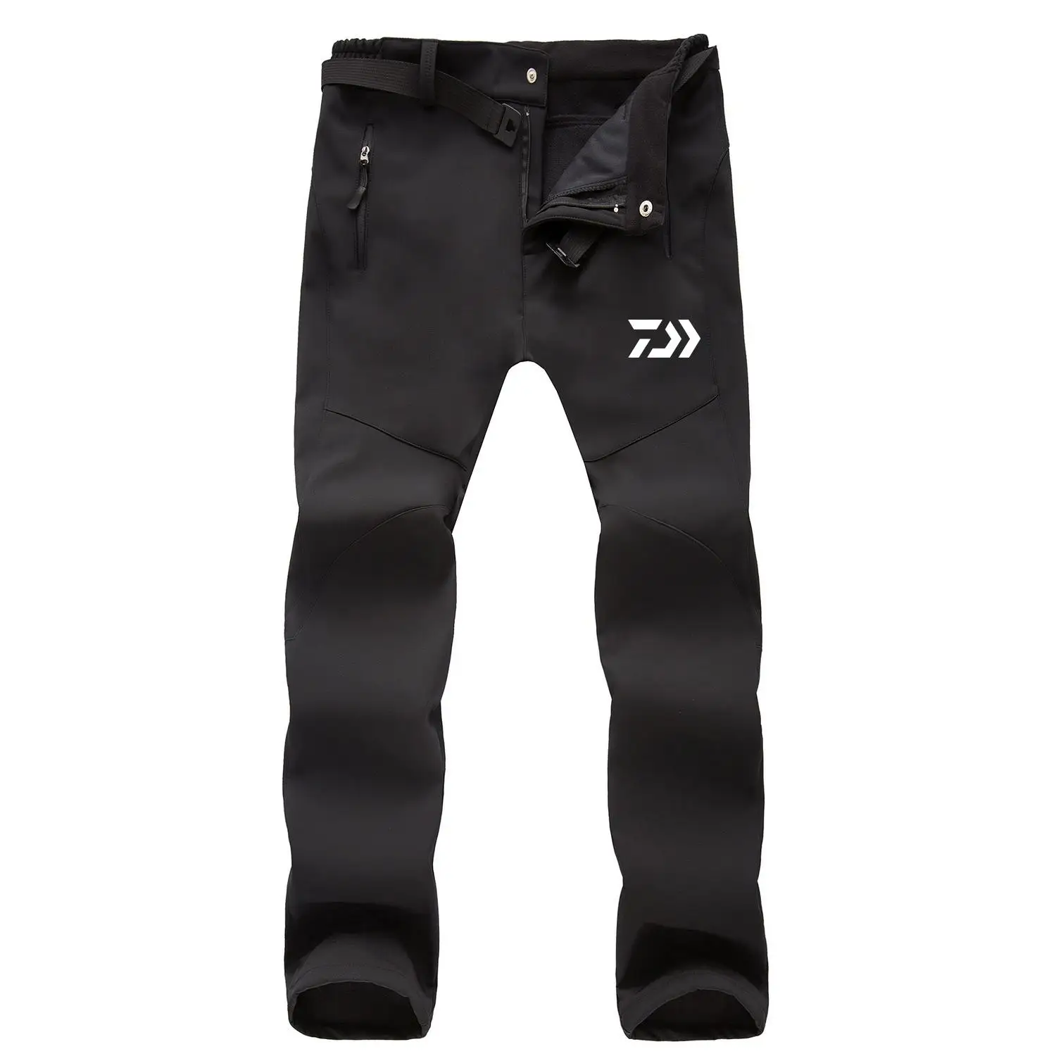 DAIWA рыболовные водонепроницаемые брюки мужские спортивные зимние толстые теплые флисовые рыбацкие брюки мужские ветровки спортивные брюки DAWA одежда - Цвет: Black