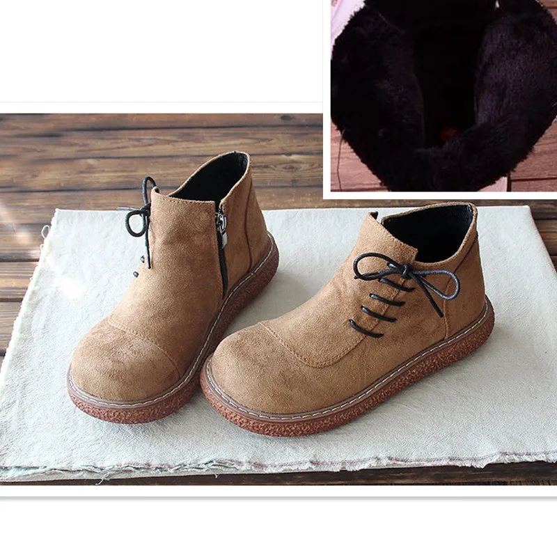 Careaymade Винтажные ботинки Ботинки martin с круглым носком удобные тонкие женские ботинки на толстой подошве повседневные ботинки в стиле колледжа - Цвет: Camel Villus