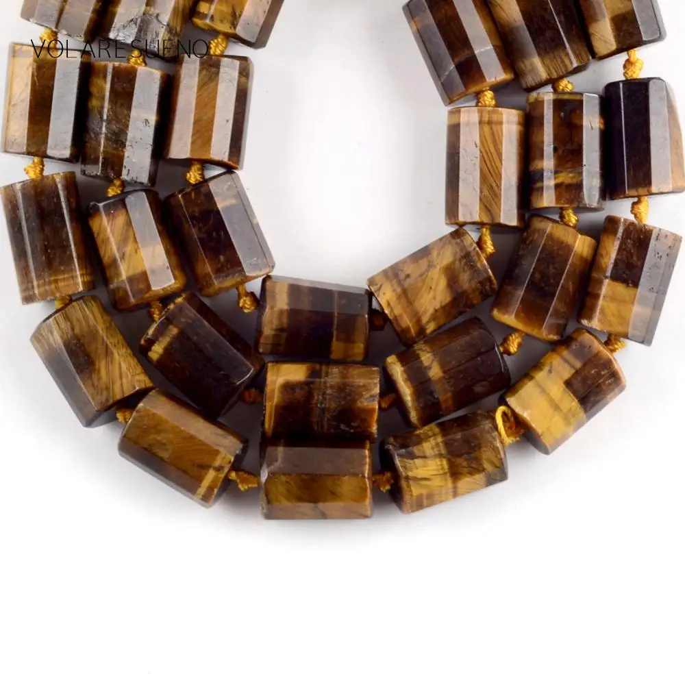 5*10mm Natural Stone Faceted Yellow Tiger Eye Column Beads Spacer Loose For Jewelry Making Diy Bracelet Strand 15" | Украшения и