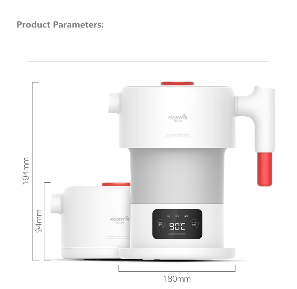 XIAOMI MIJIA Deerma, портативный электрический чайник, Кухонная техника, электрический чайник, кипятить воду, путешествия, складной, 0.6л, чайник для кофе