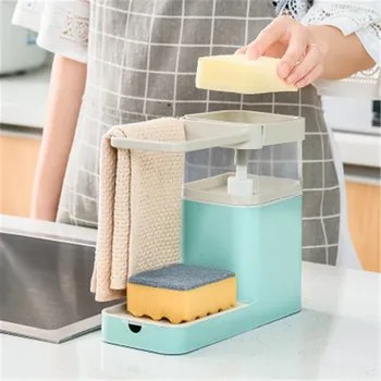 

New Multifunctional Dishwashing And Brushing Pot, Pressing, Automatic Liquid Detergent, Liquid Box, Sink With Towel Bar Rack