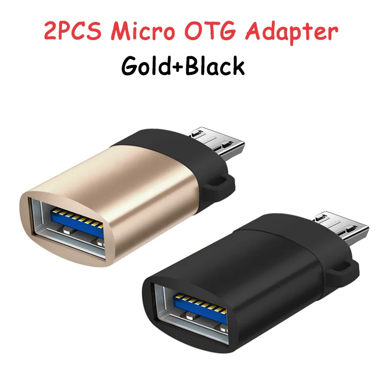 2 шт. Micro USB 3,0 OTG адаптер Micro Male-USB Female для samsung Xiaomi Honor huawei Redmi OPPO VIVO Realme Data 30 USB кабель - Цвет: Gold Black 2PCS