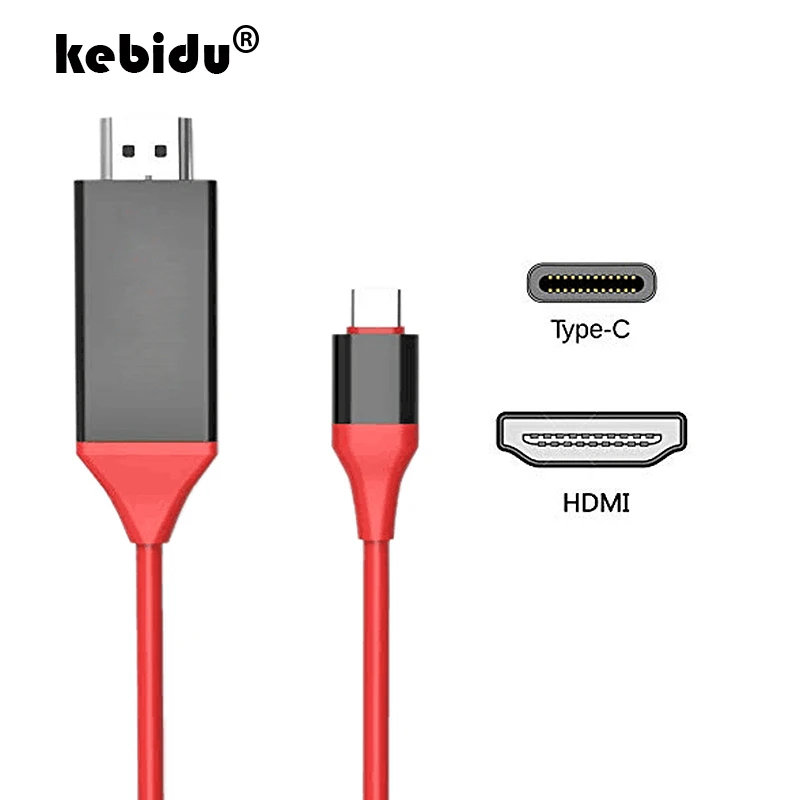 Kebidu 2019 новейший 2m 4K Тип C к HDMI кабель USB конвертер 3 1 30Hz HD Расширенный адаптер для