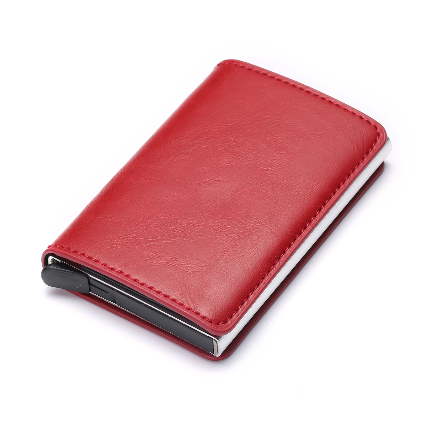 BISI GORO, алюминиевый футляр, кошельки для кредитных карт, RFID Блокировка, высокое качество, тонкие держатели для карт, Одноцветный, цветной, мини кошелек - Цвет: X-12A red