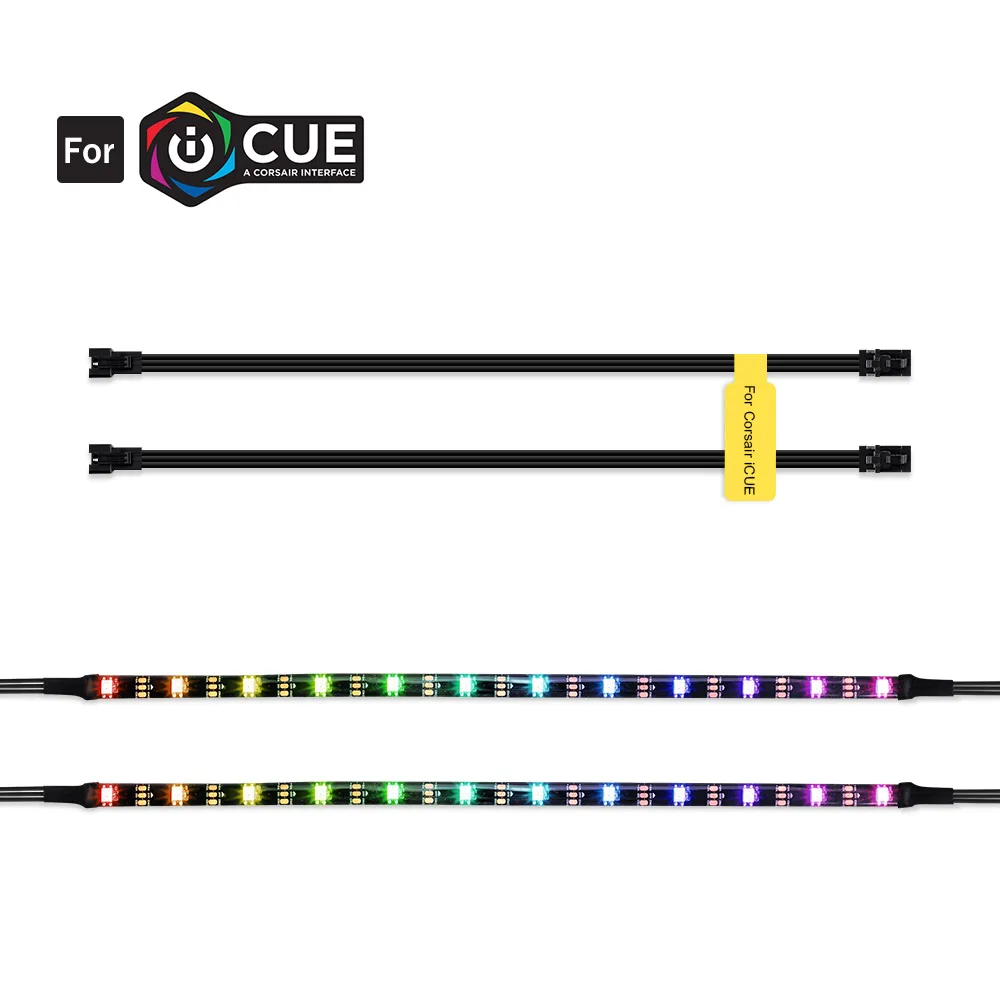 2pcs 12leds IP65 Адресуемая WS2812b цифровая светодиодная лента Радуга RGB PC светодиодная лента для ПК чехол для компьютера декор, для iCUE CORSAIR интерфейс - Испускаемый цвет: 2pcs 12leds IP65