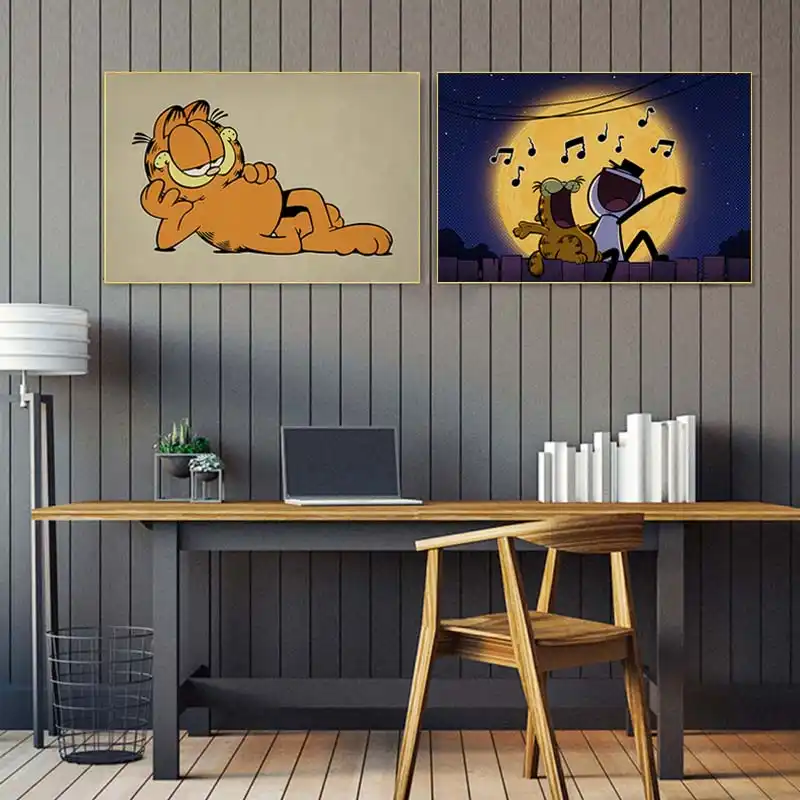 Cartoon Garfield Classic Anime Poster Baby Nursery Animals Wall Art Canvas Painting Nordic Child Kid Bedroom Decoration Picture 絵画 書道 Aliexpress