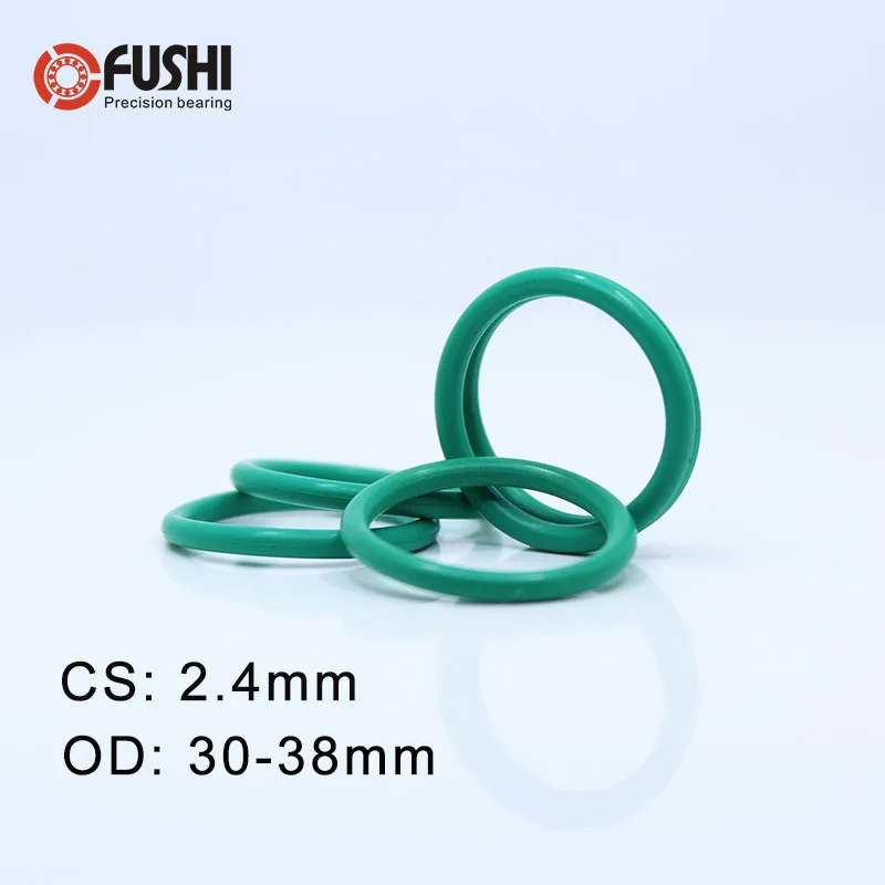 CS2.4mm Фтор-каучук o-образный кольцо Диаметр 30/31/32/33/34/35/36/37/38*2,4 мм, 50 шт в наборе, колцеобразное уплотнение Фтор прокладка масляного уплотнения зеленый уплотнительное кольцо