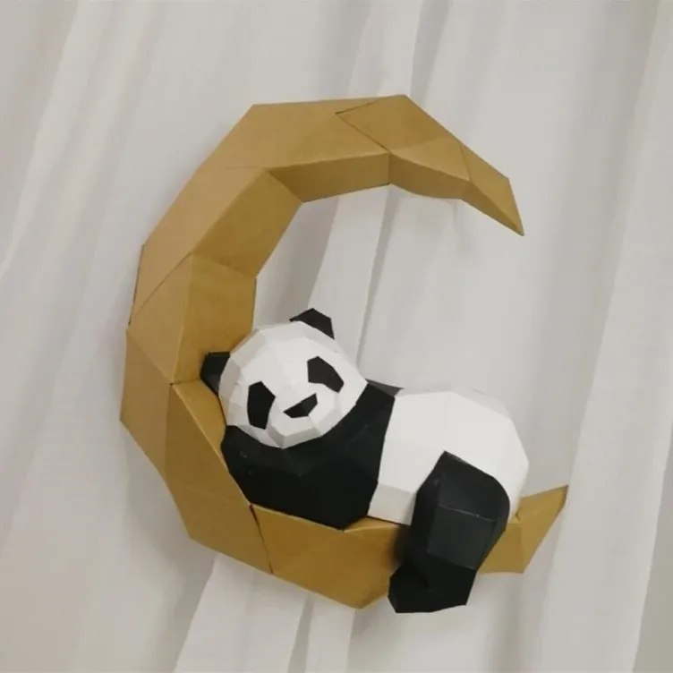 

3D Paper Model Handmade Moon Panda DIY Wall Papercraft Home Decor Wall Decoration Puzzles Educational DIY Kids Toys 5723