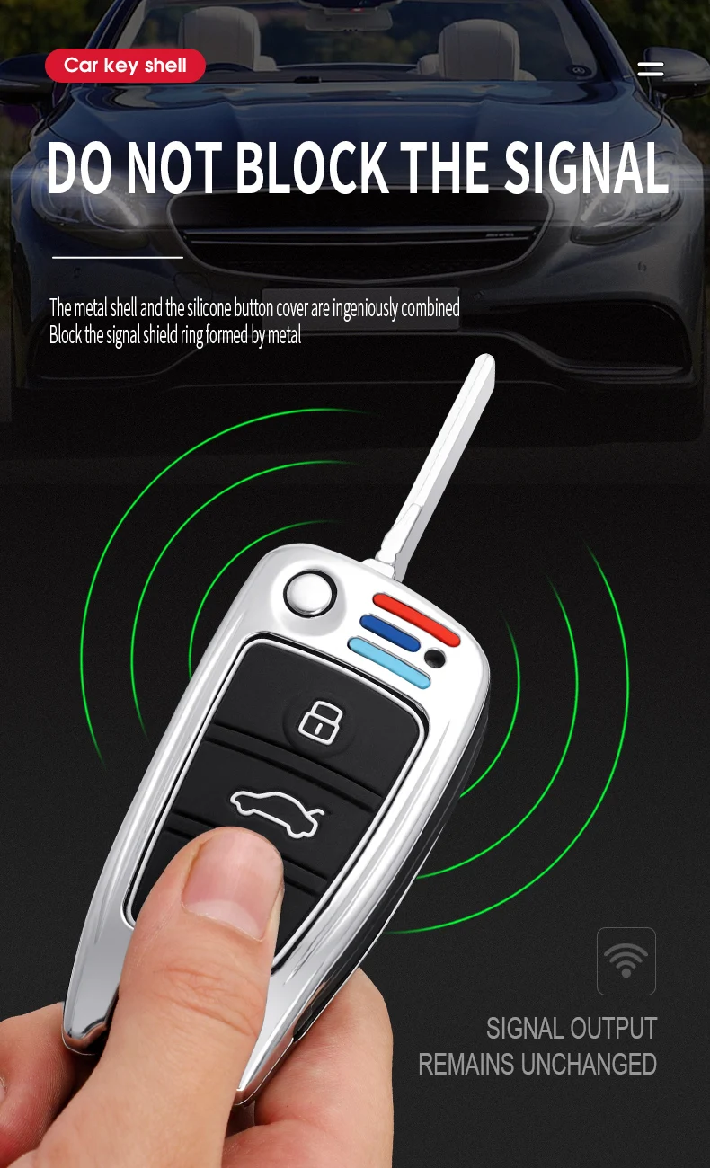 In-Lega-di-zinco-di-Chiave-Dell-automobile-Del-Silicone-di-Caso-Della-Protezione-Della-Copertura.jpg In Lega di zinco Custodia/cover per Chiave/telecomando Per Audi A3 A4 A5 C5 C6 8L 8P B6 B7 B8 C6 RS3 Q3 Q7 TT 8L 8V S3 Accessori - In Lega di zinco di Chiave Dell automobile Del Silicone di Caso Della Protezione Della Copertura