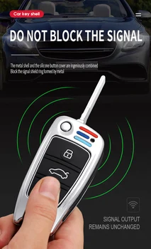 In Lega di zinco Custodia/cover per Chiave/telecomando Per Audi A3 A4 A5 C5 C6 8L 8P B6 B7 B8 C6 RS3 Q3 Q7 TT 8L 8V S3 Accessori - In Lega di zinco di Chiave Dell automobile Del Silicone di Caso Della Protezione Della