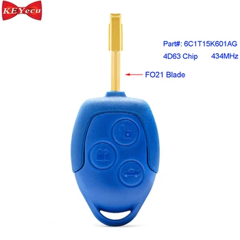 

KEYECU for Ford Transit WM VM 2006-2014 Remote Key Fob 3 Button 433MHz 4D63 Chip P/N: 6C1T15K601AG FO21