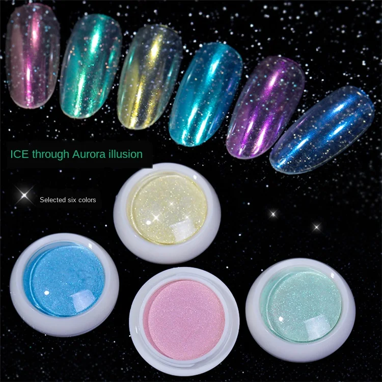 

Ice Transparent Nude Pink Aurora Pink Net Red Aurora Pink Magic Mermaid Mirror Magic Mirror Effect Powder Nail Dazzlin