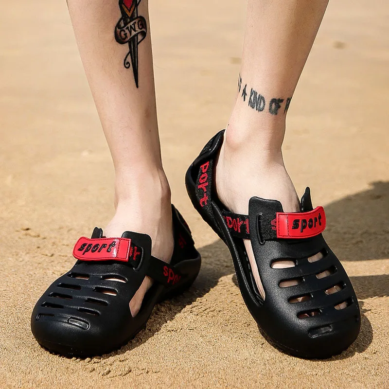 

2018 Summer Korean-style Men Shoes Beach Upstream Lazy Slipper Men's Anti-slip Casual Porous Sandals Men's